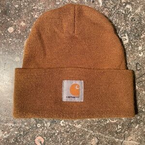 Carhartt Brown Cuffed Beanie with Patch Logo